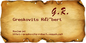 Greskovits Róbert névjegykártya
